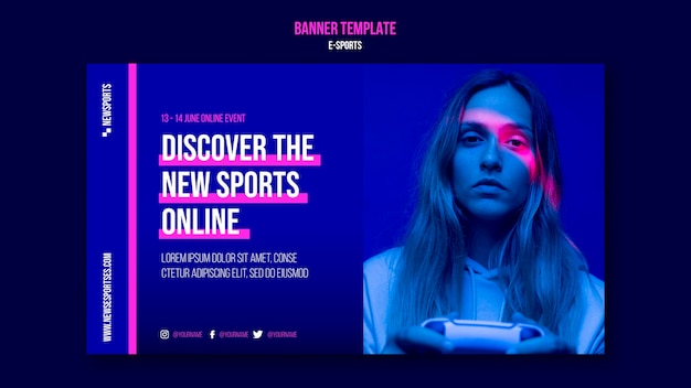 Plantilla de diseño de banner de deportes electrónicos