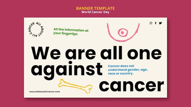 PSD gratuito plantilla de diseño de banner del día mundial del cáncer