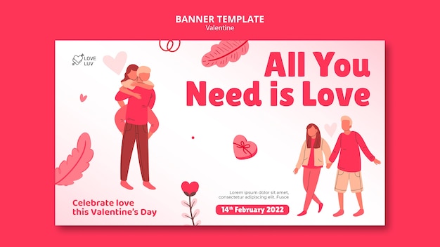 Plantilla de diseño de banner de día de san valentín