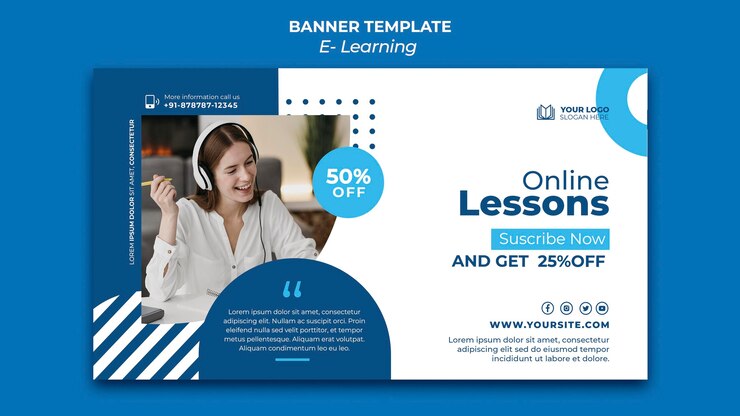 PSD gratuito plantilla de diseño de banner de e-learning
