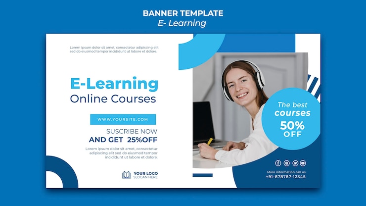 PSD gratuito plantilla de diseño de banner de e-learning