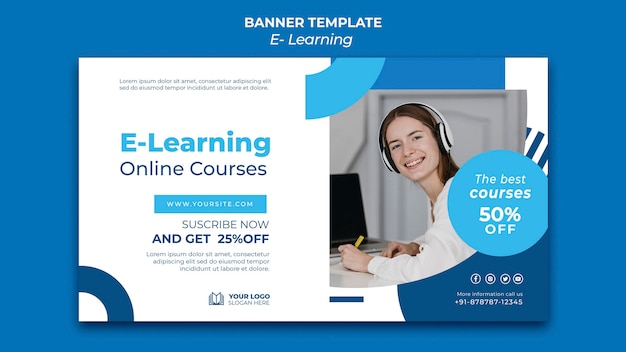 Plantilla de diseño de banner de e-learning