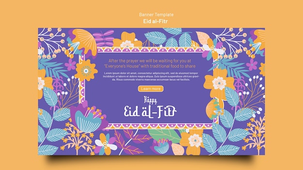 PSD gratuito plantilla de diseño de banner eid al-fitr de diseño plano