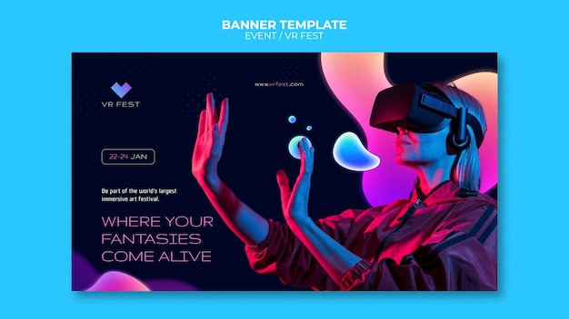 Plantilla de diseño de banner de evento vr