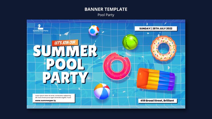 PSD gratuito plantilla de diseño de banner de fiesta en la piscina