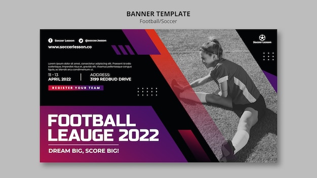 PSD gratuito plantilla de diseño de banner de fútbol realista