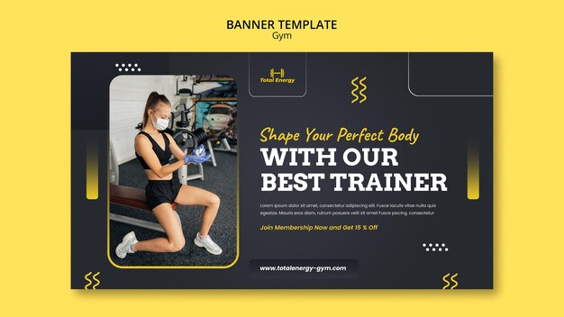 Plantilla de diseño de banner de gimnasio