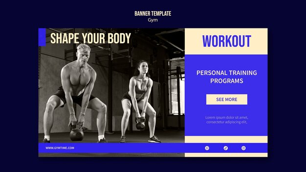 Plantilla de diseño de banner de gimnasio