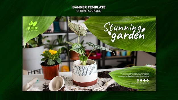 Plantilla de diseño de banner de jardín urbano