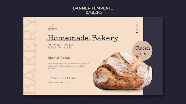 Plantilla de diseño de banner de panadería