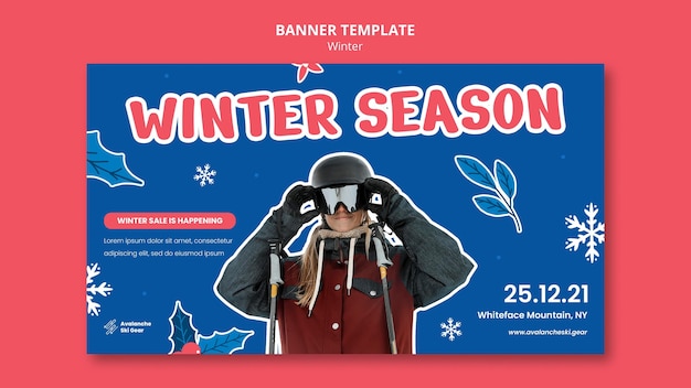 PSD gratuito plantilla de diseño de banner de rebajas de invierno