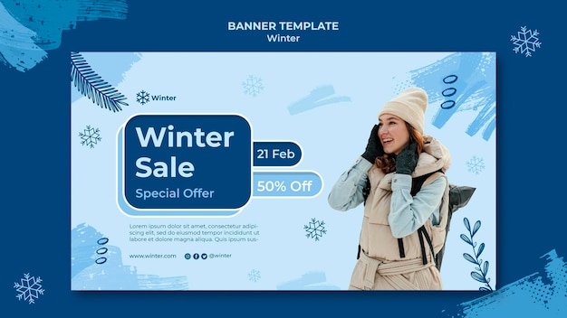 PSD gratuito plantilla de diseño de banner de rebajas de invierno