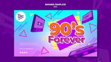 PSD gratuito plantilla de diseño de banner retro de los 90