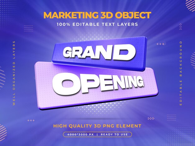 Plantilla de diseño de banner de venta de gran apertura con efecto de texto editable