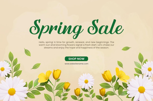 Plantilla de diseño de banner de venta de primavera floral