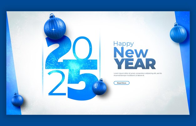 Plantilla de diseño de banner web para la celebración del Año Nuevo 2025