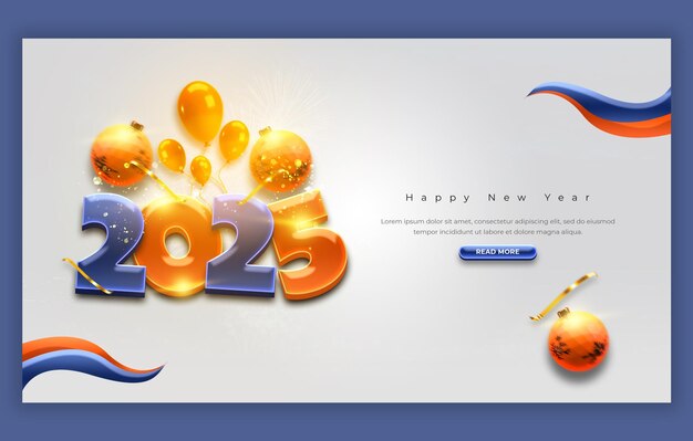 Plantilla de diseño de banner web para la celebración del Año Nuevo 2025