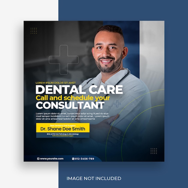 PSD gratuito plantilla de diseño de banner web y publicación de redes sociales de atención médica dental