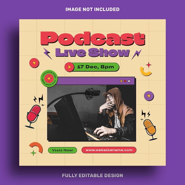 plantilla de diseño de banners de venta de redes sociales de podcast