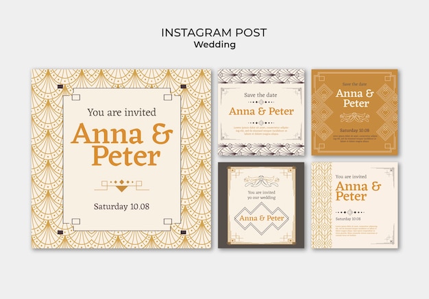 Plantilla de diseño de boda de diseño plano