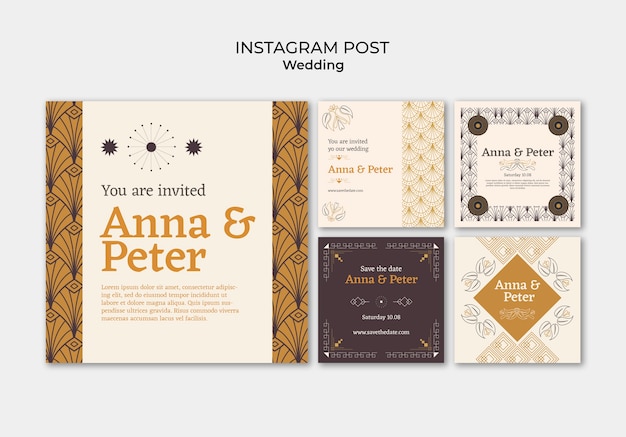 PSD gratuito plantilla de diseño de boda de diseño plano