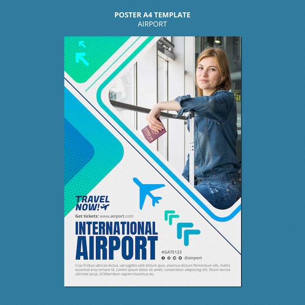 PSD gratuito plantilla de diseño de cartel de aeropuerto