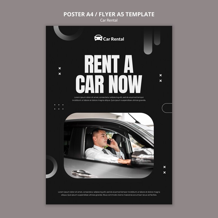 PSD gratuito plantilla de diseño de cartel de alquiler de coches realista