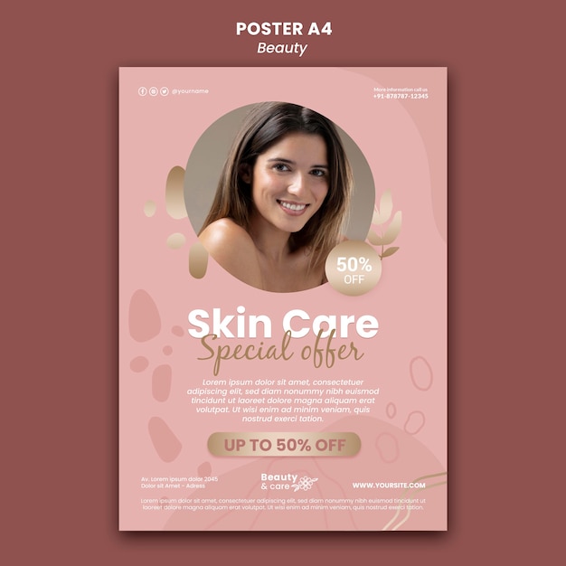 PSD gratuito plantilla de diseño de cartel de belleza