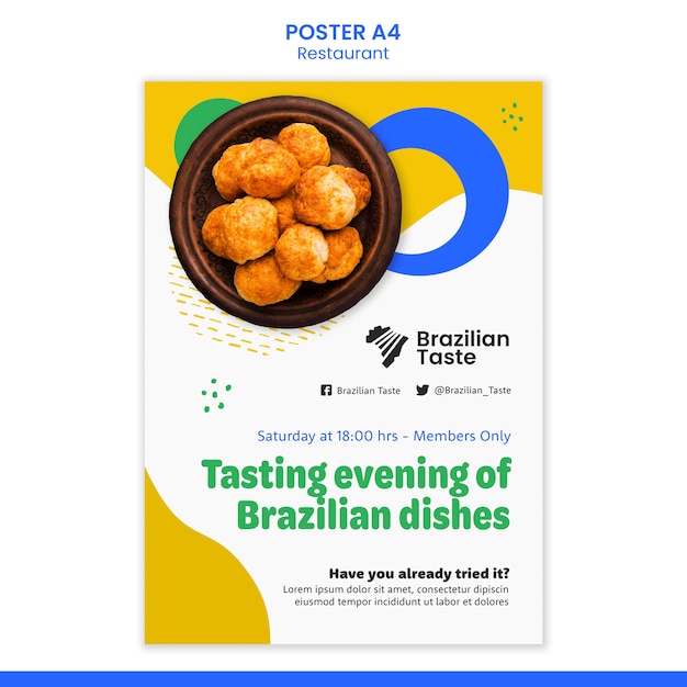 Plantilla de diseño de cartel de comida brasileña