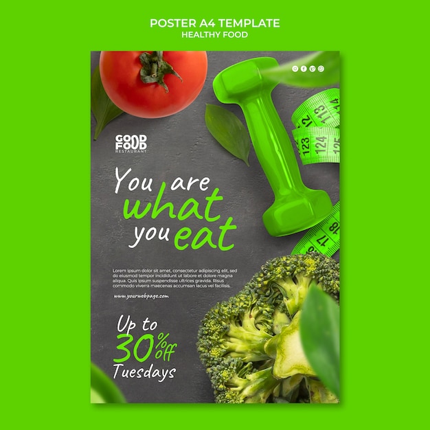 PSD gratuito plantilla de diseño de cartel de comida saludable