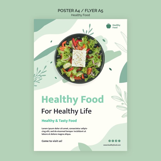 Plantilla de diseño de cartel de comida saludable