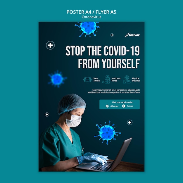 PSD gratuito plantilla de diseño de cartel de coronavirus