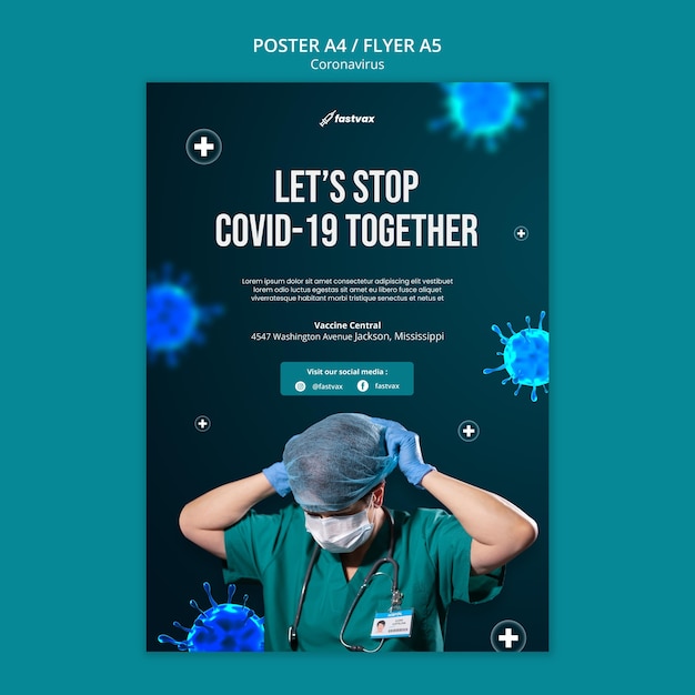 PSD gratuito plantilla de diseño de cartel de coronavirus