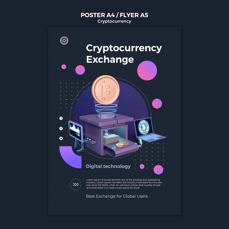 PSD gratuito plantilla de diseño de cartel de criptomoneda