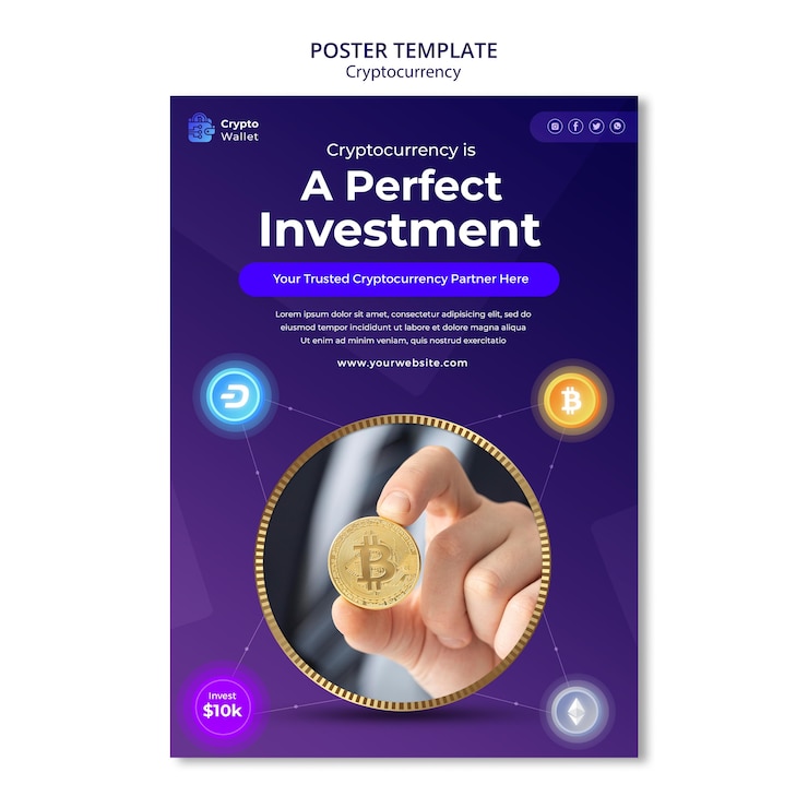 PSD gratuito plantilla de diseño de cartel de criptomoneda