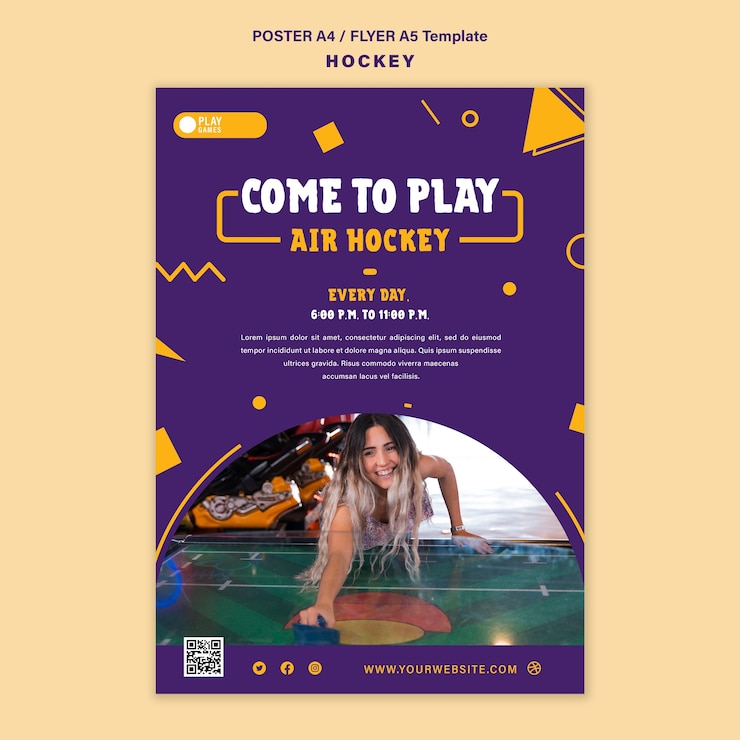 PSD gratuito plantilla de diseño de cartel de hockey de mesa