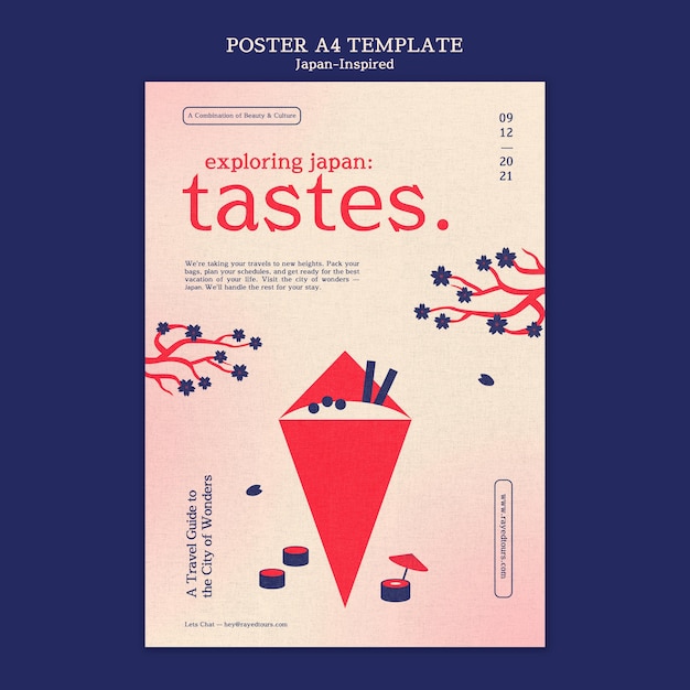 PSD gratuito plantilla de diseño de cartel inspirado en japón