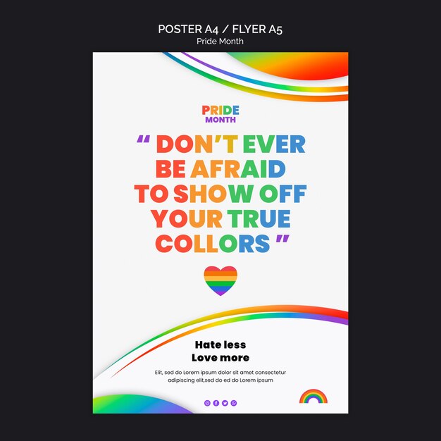 Plantilla de diseño de cartel del mes del orgullo