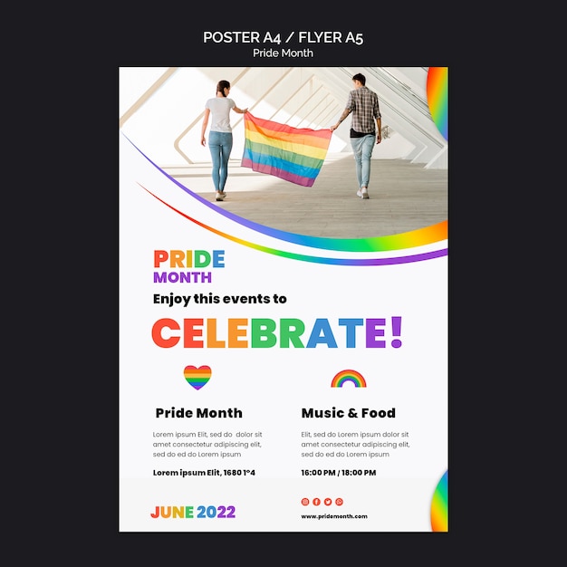 PSD gratuito plantilla de diseño de cartel del mes del orgullo