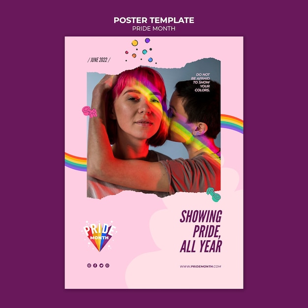 Plantilla de diseño de cartel del mes del orgullo