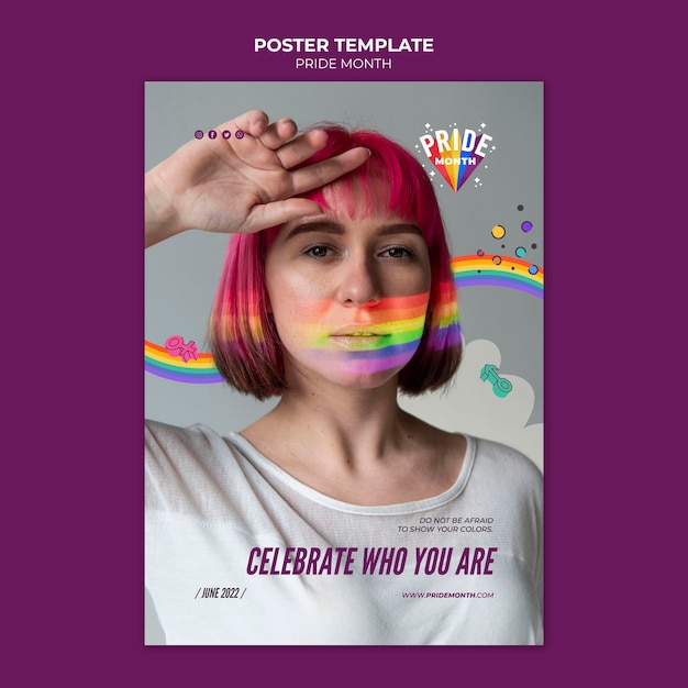 PSD gratuito plantilla de diseño de cartel del mes del orgullo