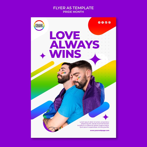 Plantilla de diseño de cartel del mes del orgullo