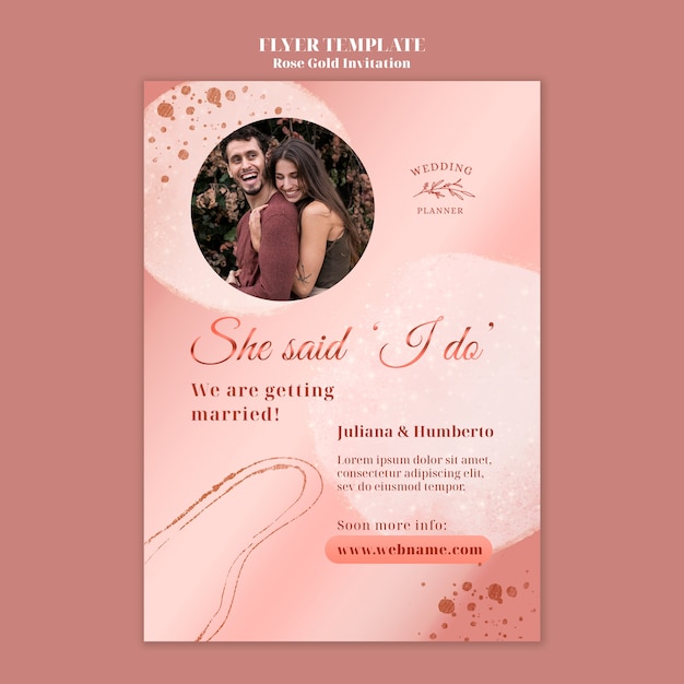 Plantilla de diseño de cartel de oro rosa