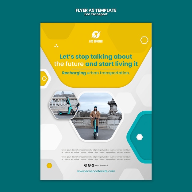 Plantilla de diseño de cartel de transporte ecológico