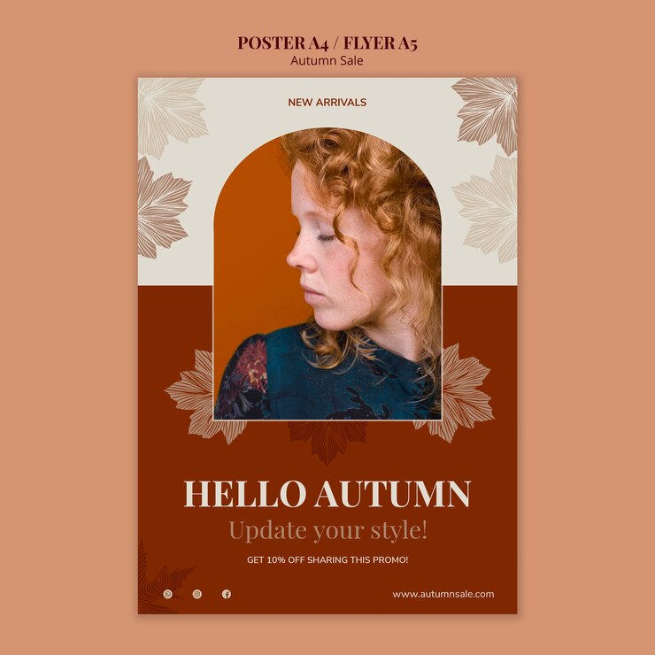 PSD gratuito plantilla de diseño de cartel de venta de otoño