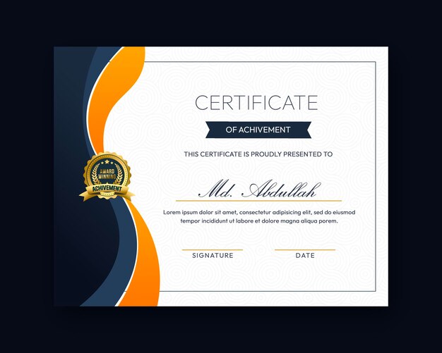 Plantilla de diseño de certificado moderno creativo y elegante