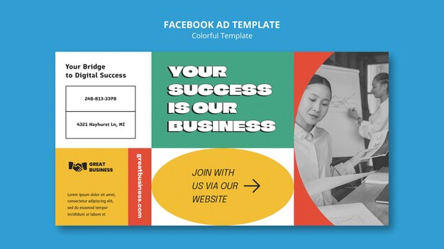 PSD gratuito plantilla de diseño colorido de facebook