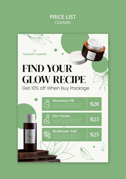 Plantilla con diseño cosmético