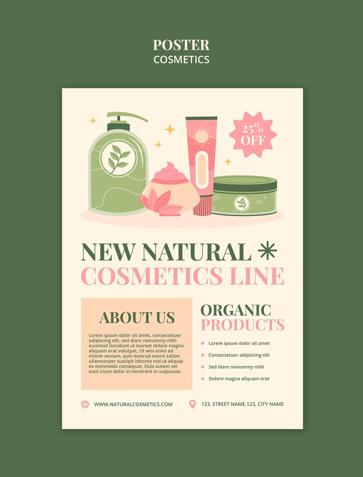 PSD gratuito plantilla con diseño cosmético