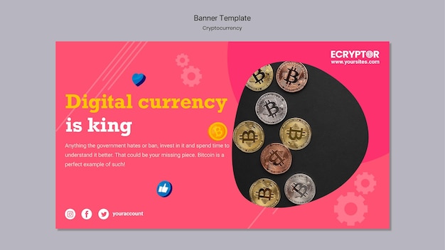 Plantilla de diseño de criptomonedas de banner